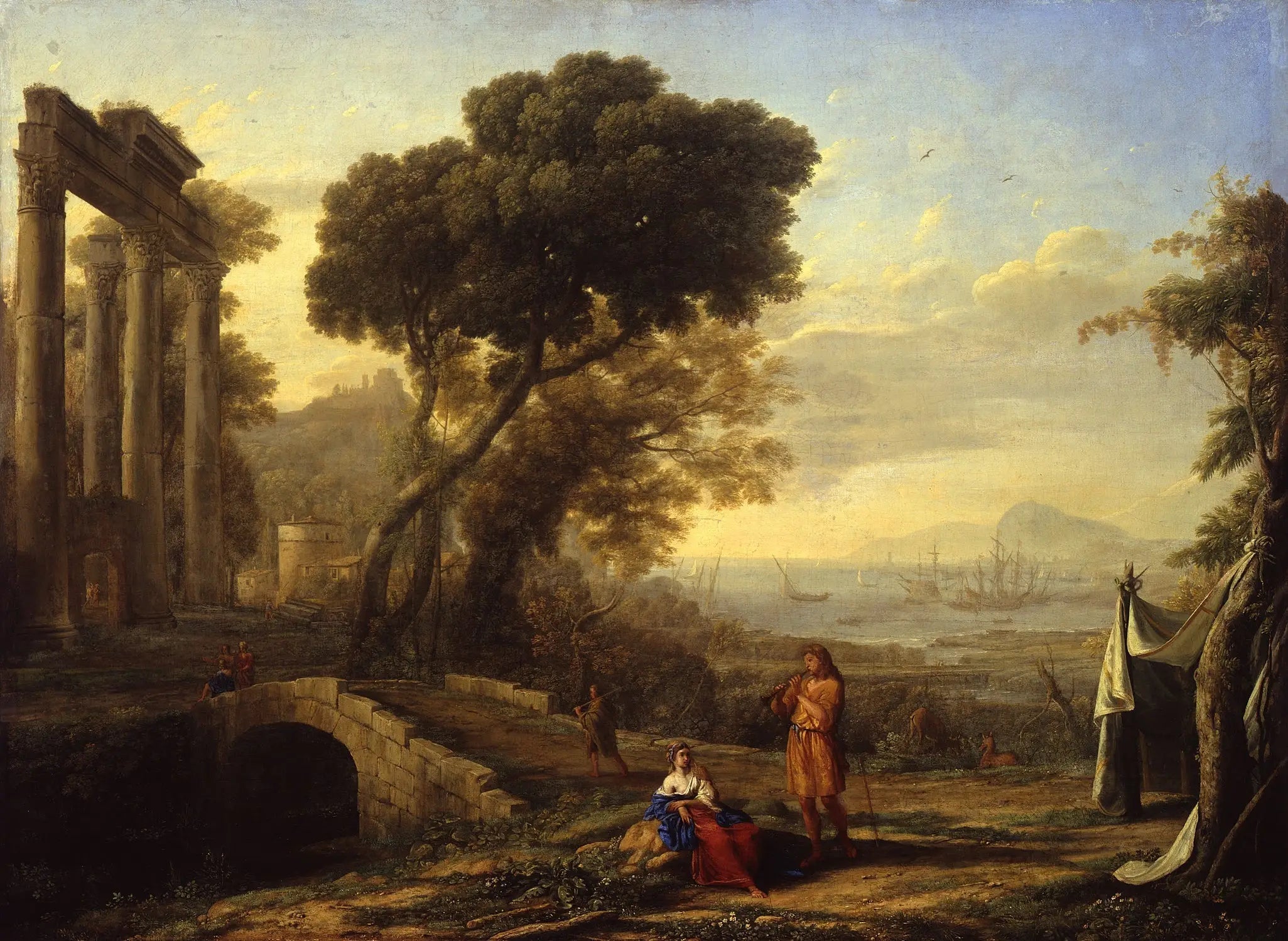 Paysage côtier italien - Claude Lorrain image 1 copie peinte à la main à l’huile