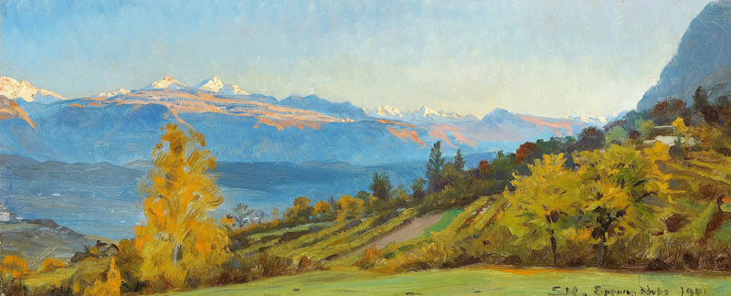 Paisagem de outono. Vista do castelo de Saint-Valentin no Tirol. - Peder Severin Krøyer