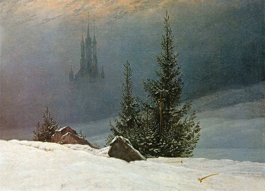 Paisagem de inverno com igreja - Caspar David Friedrich