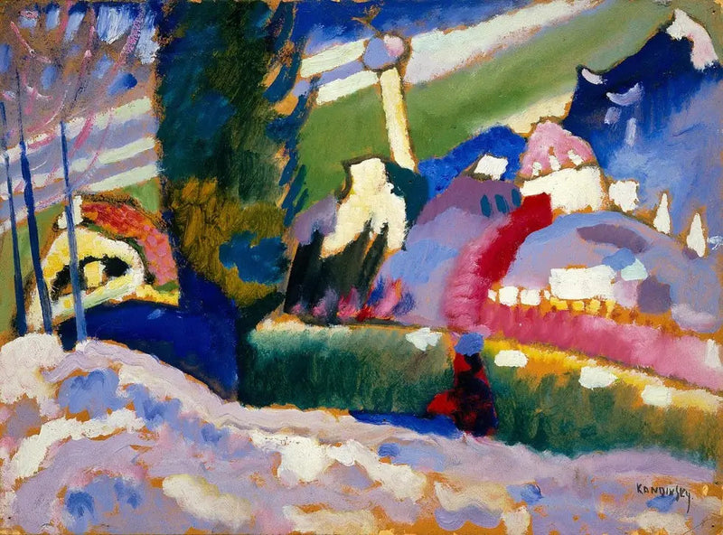 Paisagem de inverno com igreja - Vassily Kandinsky