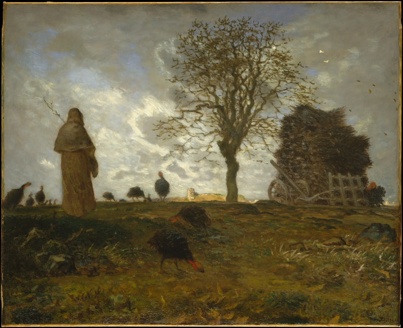 Paisagem de outono com um rebanho de perus - Jean-François Millet