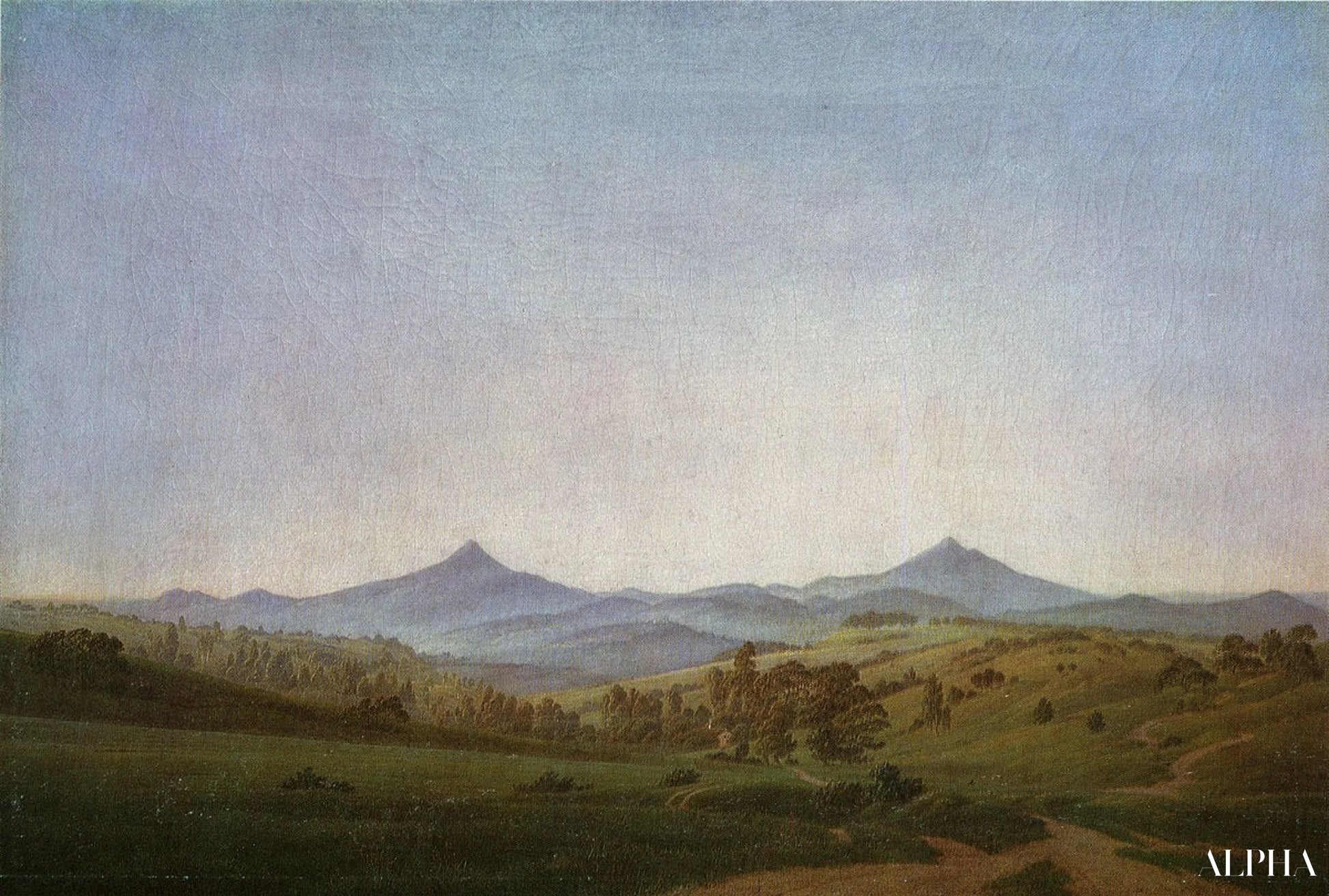 Paysage de Bohême avec le mont Milleschauer - Caspar David Friedrich - Reproductions de tableaux et peintures haut de gamme