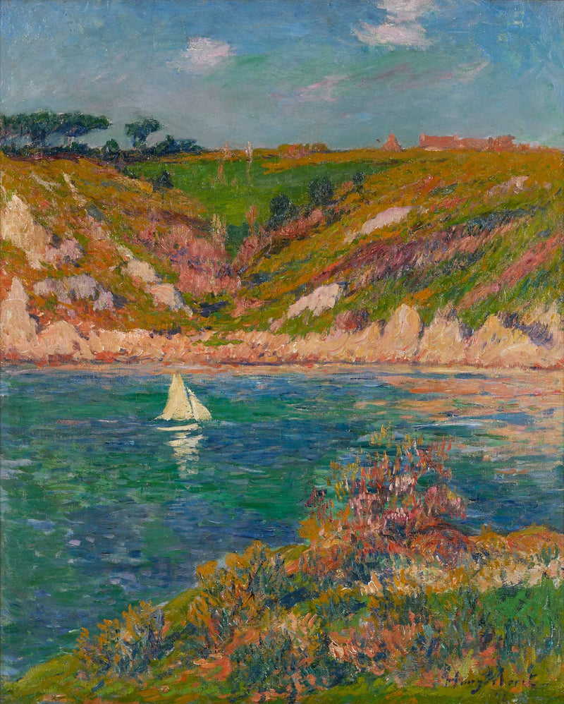 Paisagem de Doëlan com vela branca - Henry Moret