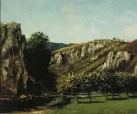 Paisagem de montanha com árvores frutíferas, Ornans - Gustave Courbet