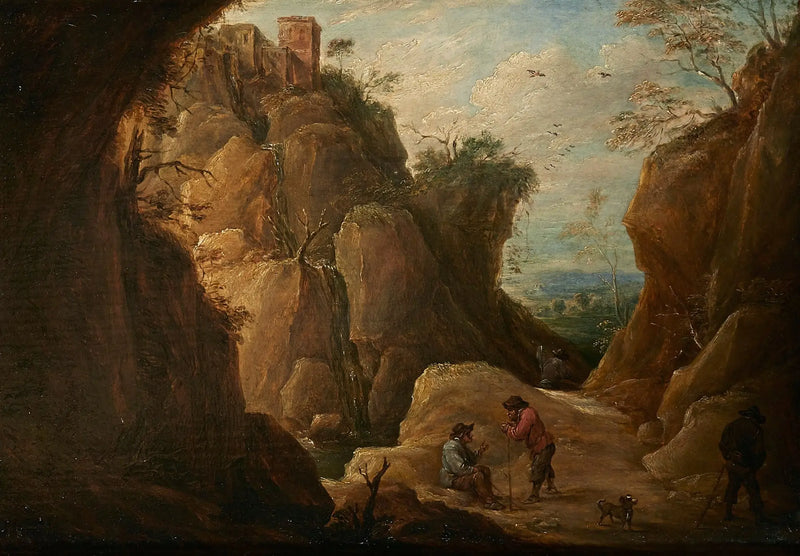 Paisagem de montanha com viajantes - David Teniers, o Jovem