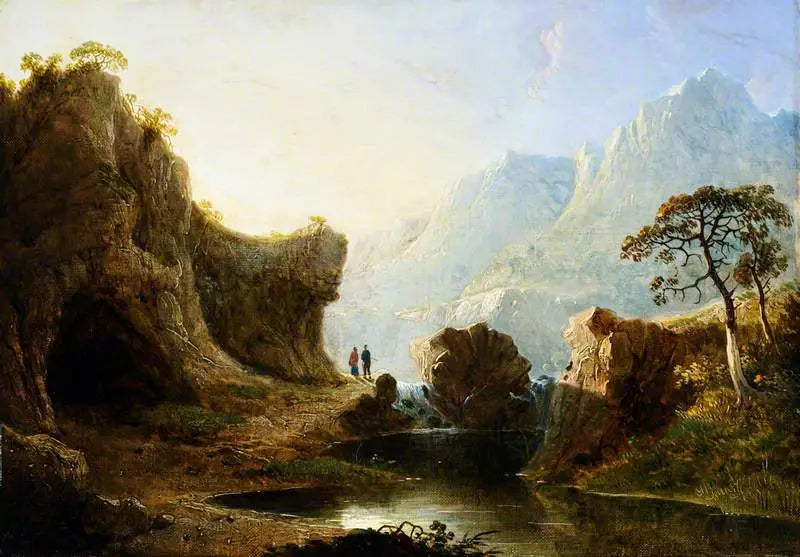 Paisagem de montanha com rochas - John Martin