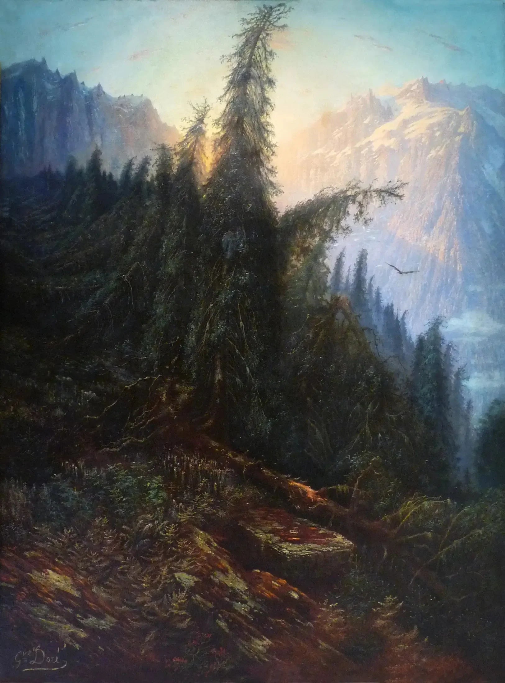 Paysage de montagne - Gustave Doré image 1 reproduction de peinture à l’huile