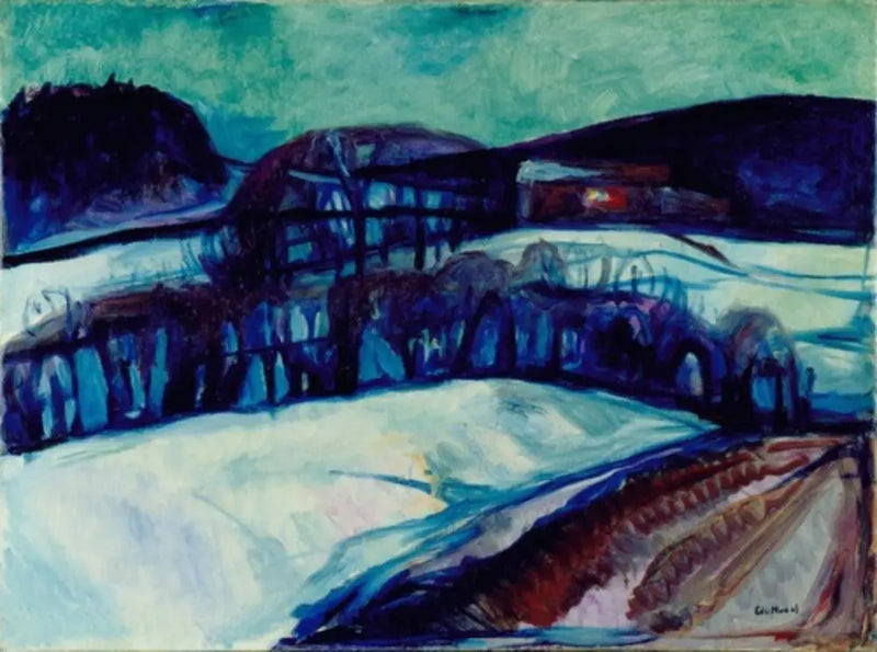 Paisagem de neve à noite - Edvard Munch