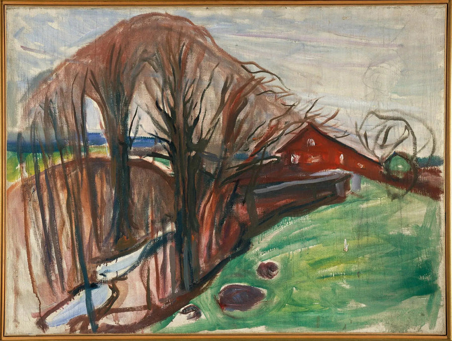 Paisagem de primavera na casa vermelha - Edvard Munch