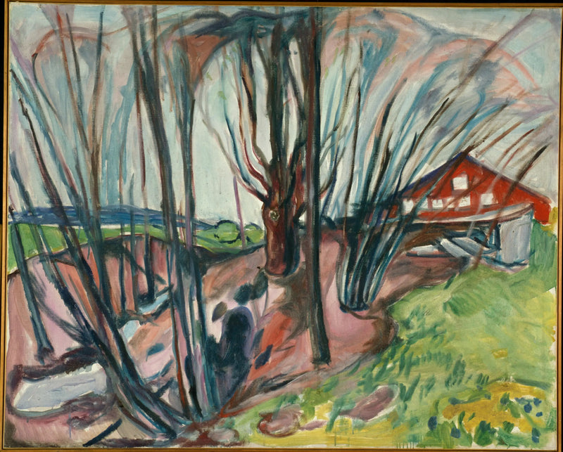 Paisagem de primavera na casa vermelha - Edvard Munch