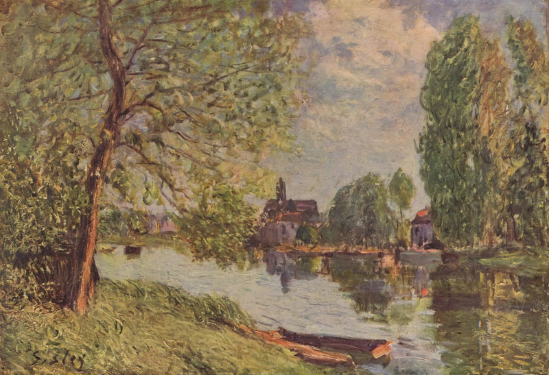 Paisagem de rio em Moret-sur-Loing - Alfred Sisley