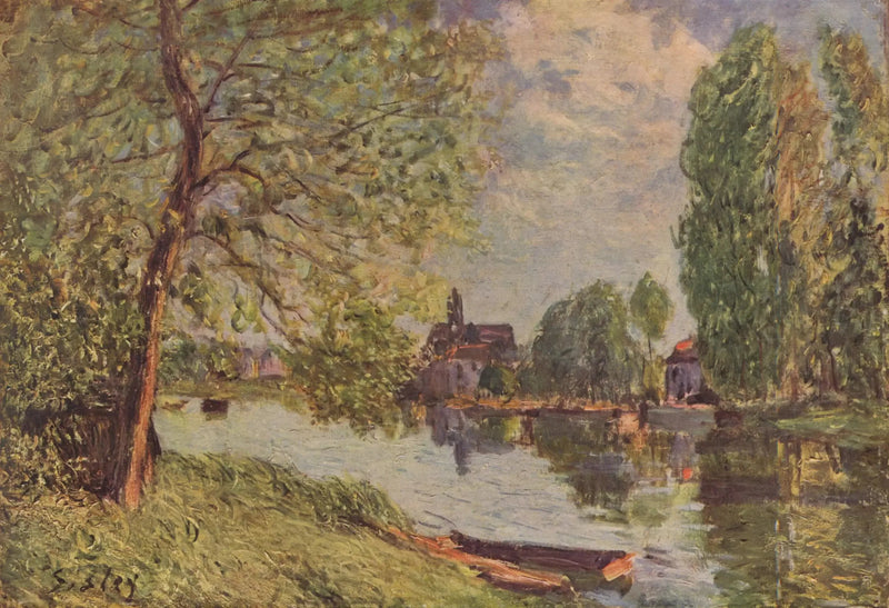 Paisagem de rio em Moret-sur-Loing - Alfred Sisley