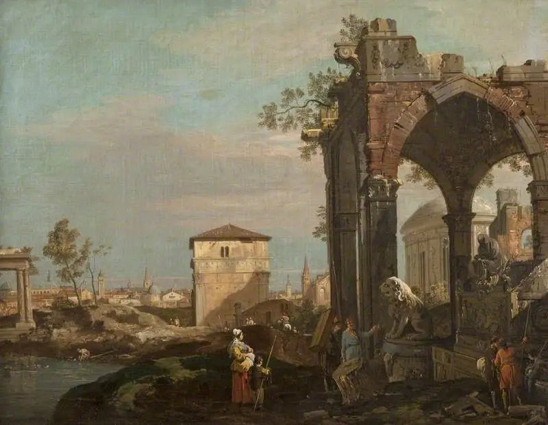 Paisagem de ruínas de Capriccio - Canaletto