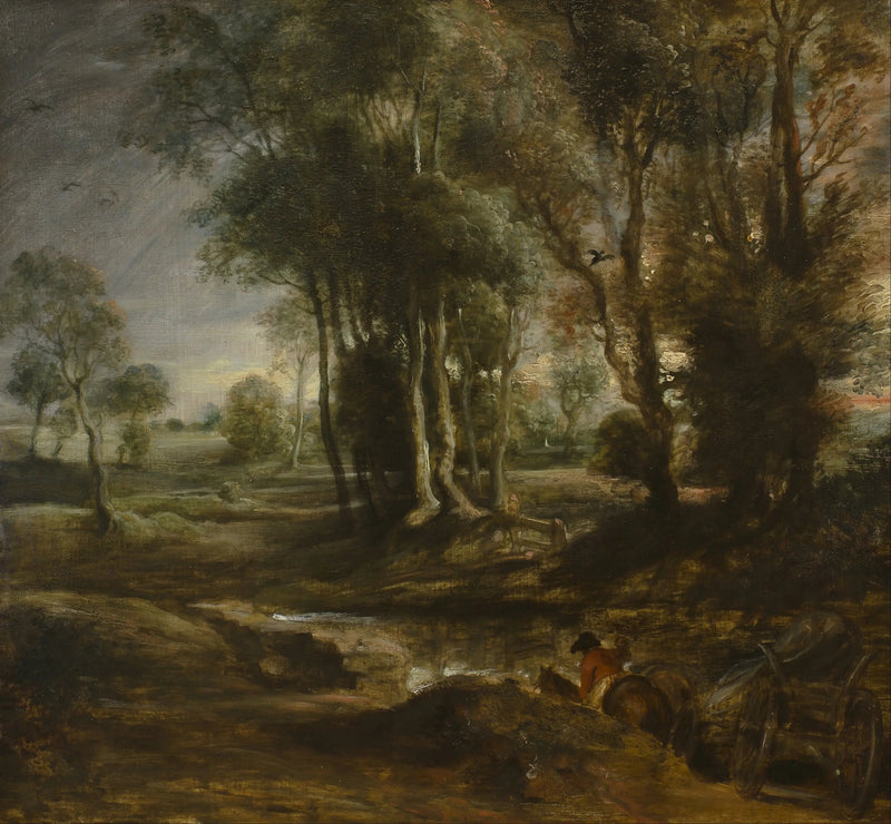 Paisagem noturna com carro de lenha - Peter Paul Rubens