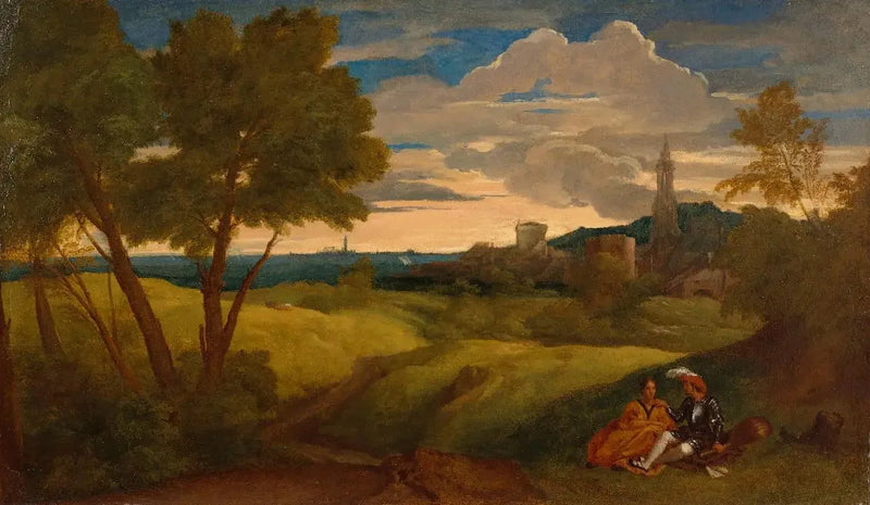 Paisagem noturna com um casal - Titian