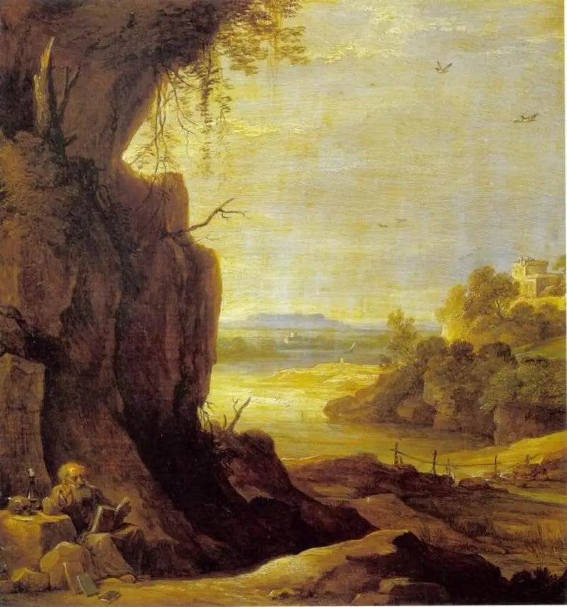 Paisagem do Sul com Santo Antônio Ermitão - David Teniers Júnior