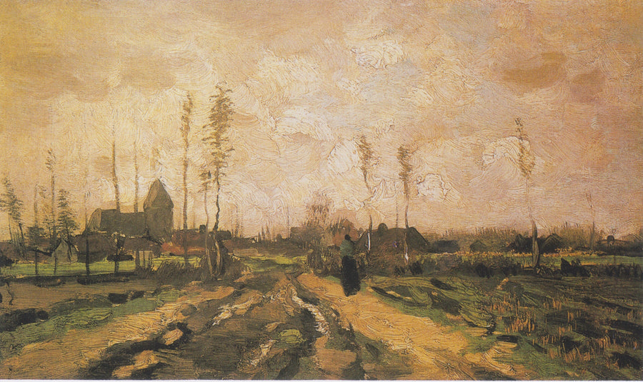 Paisagem com igreja e casas - Vincent van Gogh