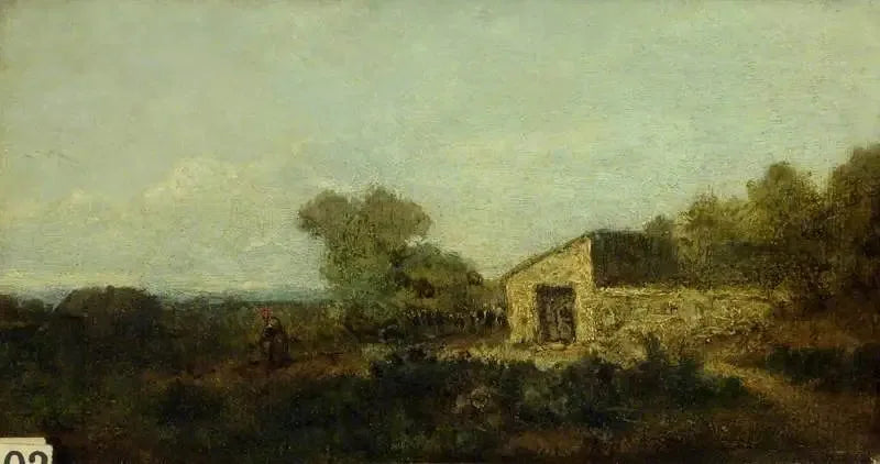 Paisagem e edifícios agrícolas - Jean-Baptiste Camille Corot
