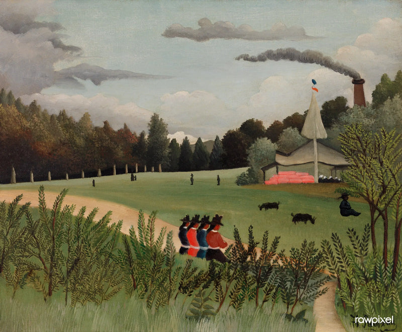Paisagem e quatro jovens - Henri Rousseau