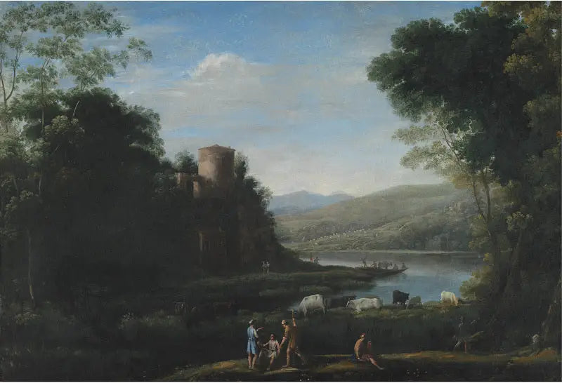 Paisagem fluvial com pastores - Claude Lorrain