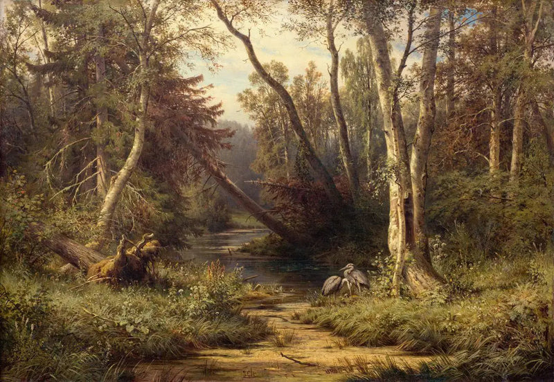 Paisagem florestal com garças - Ivan Chichkine