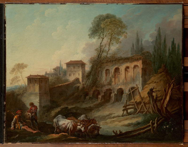 Paisagem imaginária com o monte Palatino visto de Campo Vaccino - François Boucher