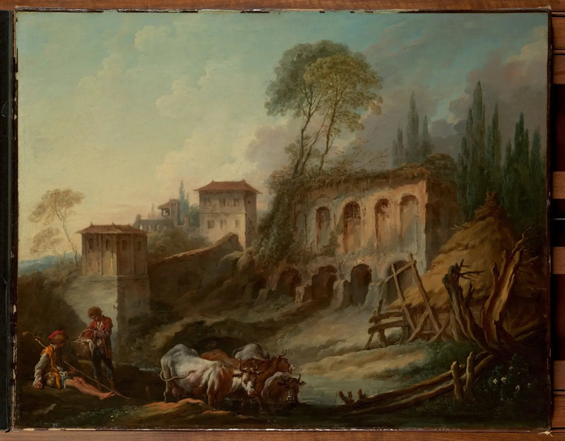 Paisagem imaginária com o monte Palatino visto de Campo Vaccino - François Boucher