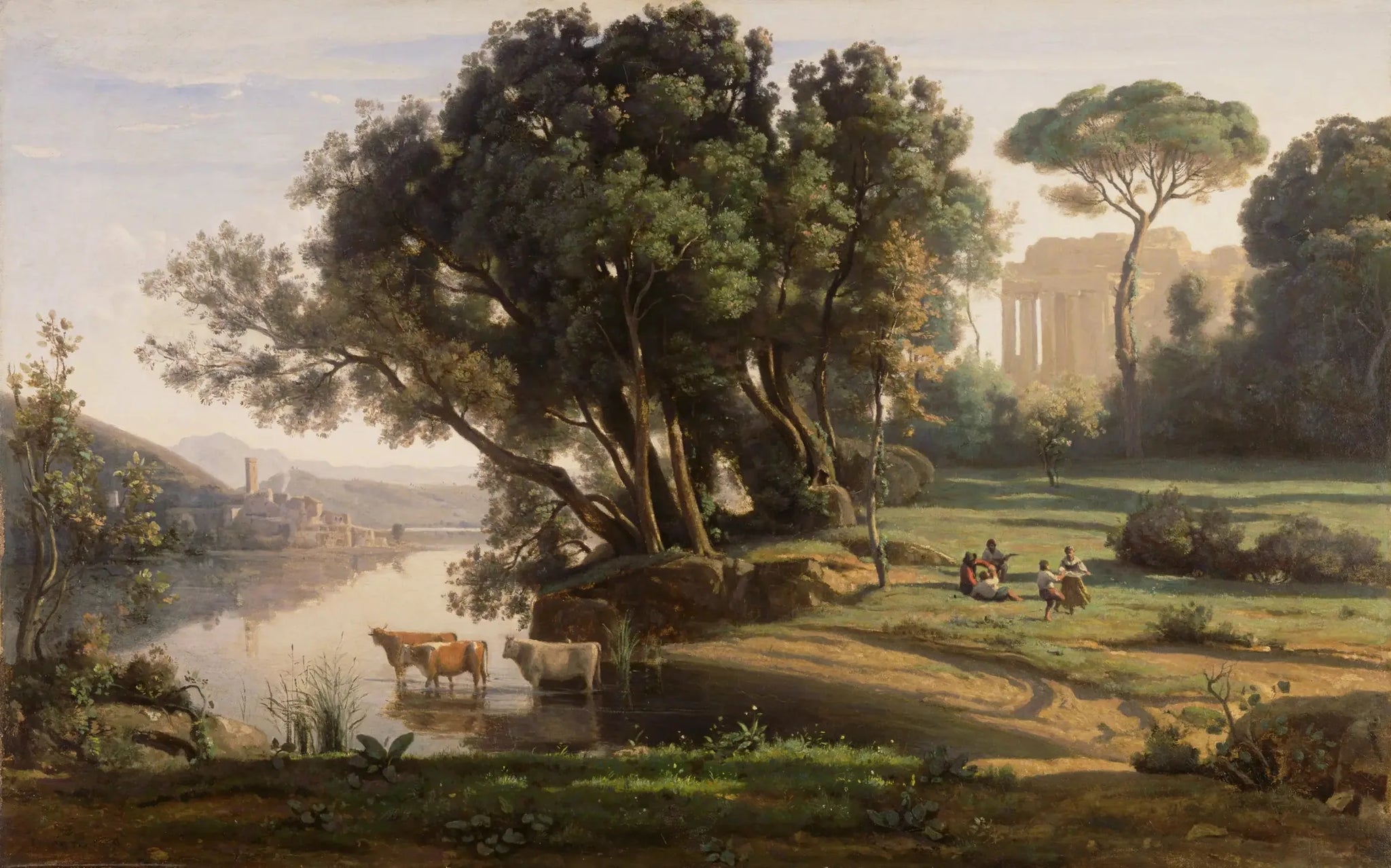 Paysage italien - Jean-Baptiste Camille Corot image 1 reproduction artisanale de tableau