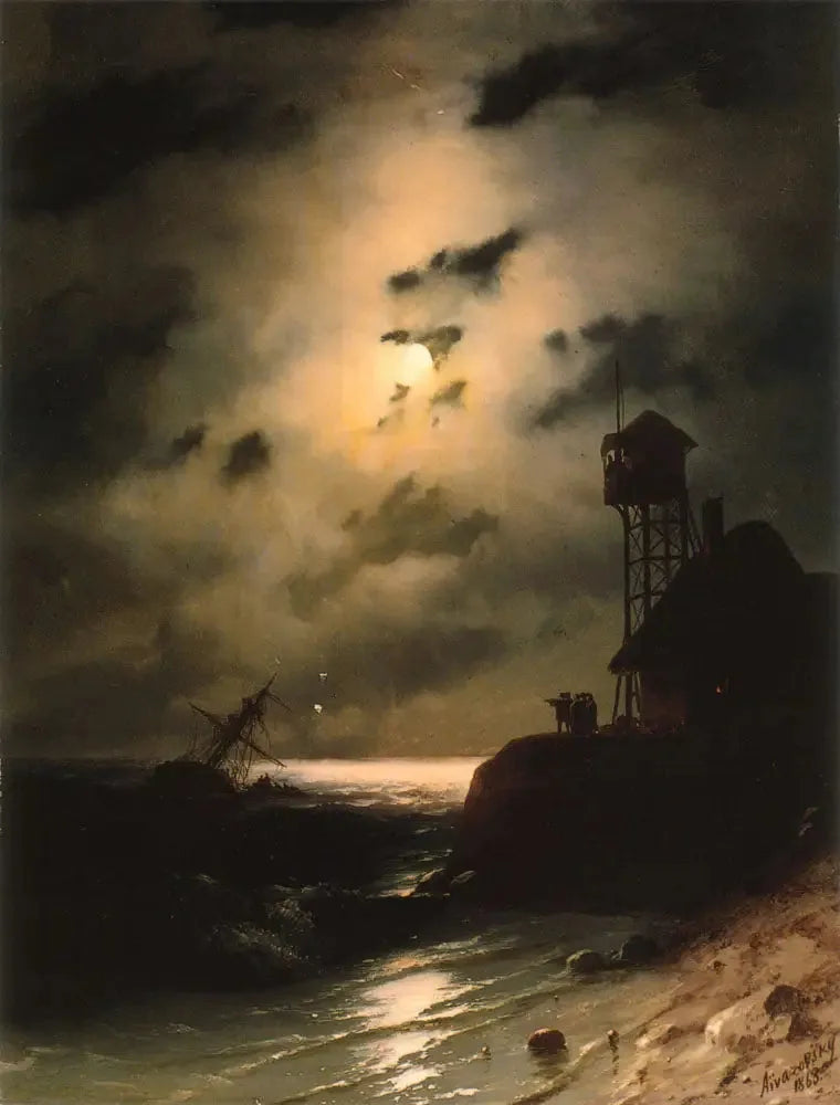 Paisagem marítima ao luar com naufrágio - Ivan Aivazovsky