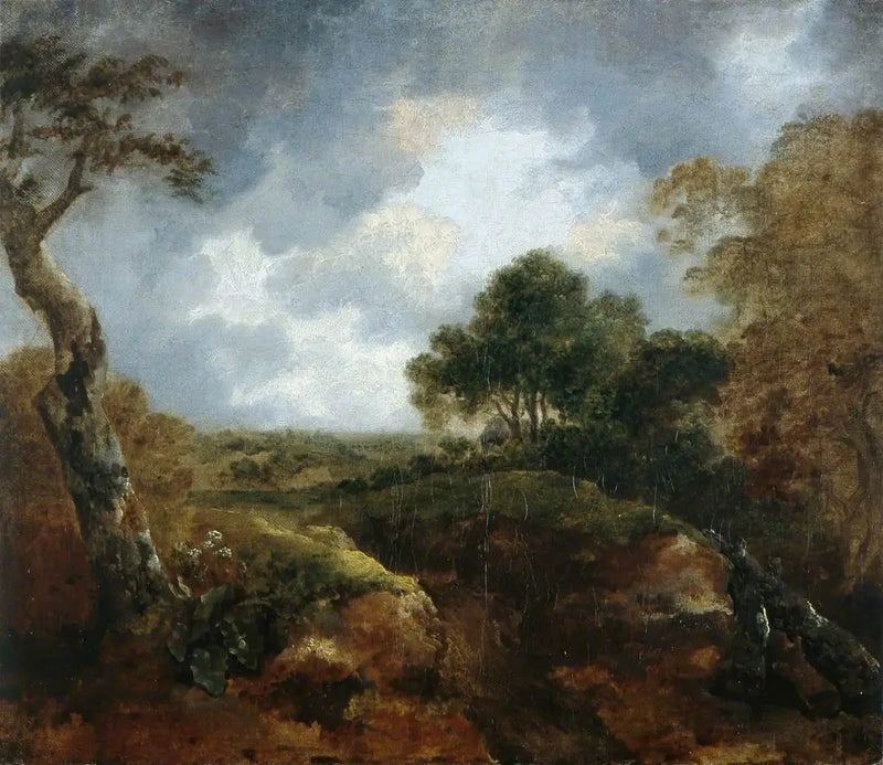 Paisagem aberta na beira de uma floresta - Thomas Gainsborough