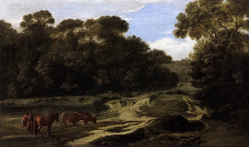 Paisagem pastoral com pastor e rebanho (Caminho na floresta) - Claude Lorrain