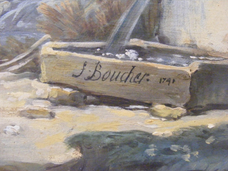 Paisagem pastoral com rio - François Boucher