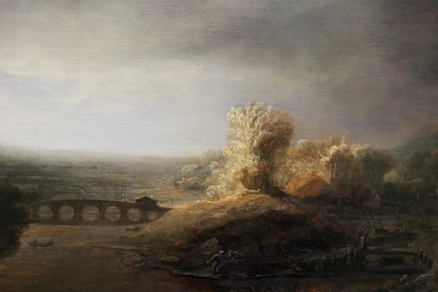 Paisagem com uma ponte de sete arcos - Rembrandt