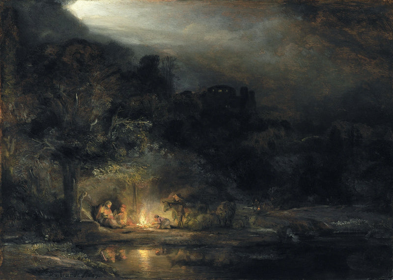 Paisagem com o descanso durante a fuga para o Egito - Rembrandt