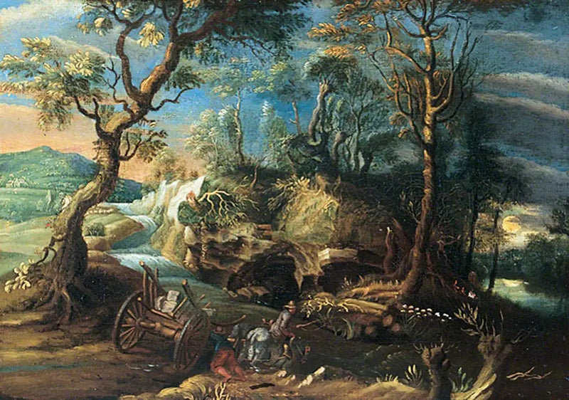 Paisagem rochosa com personagens - Peter Paul Rubens