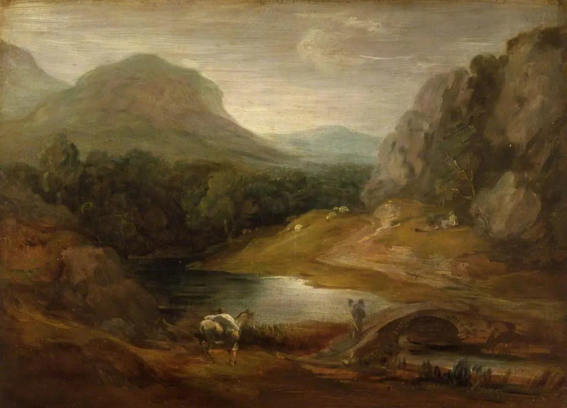 Paisagem rochosa com uma ponte - Thomas Gainsborough