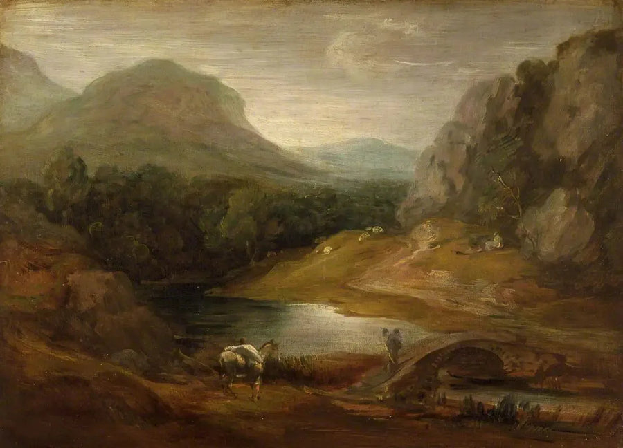 Paisagem rochosa com uma ponte - Thomas Gainsborough