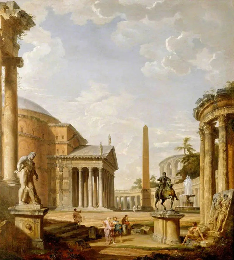Paisagem romana com o Panteão - Giovanni Paolo Panini