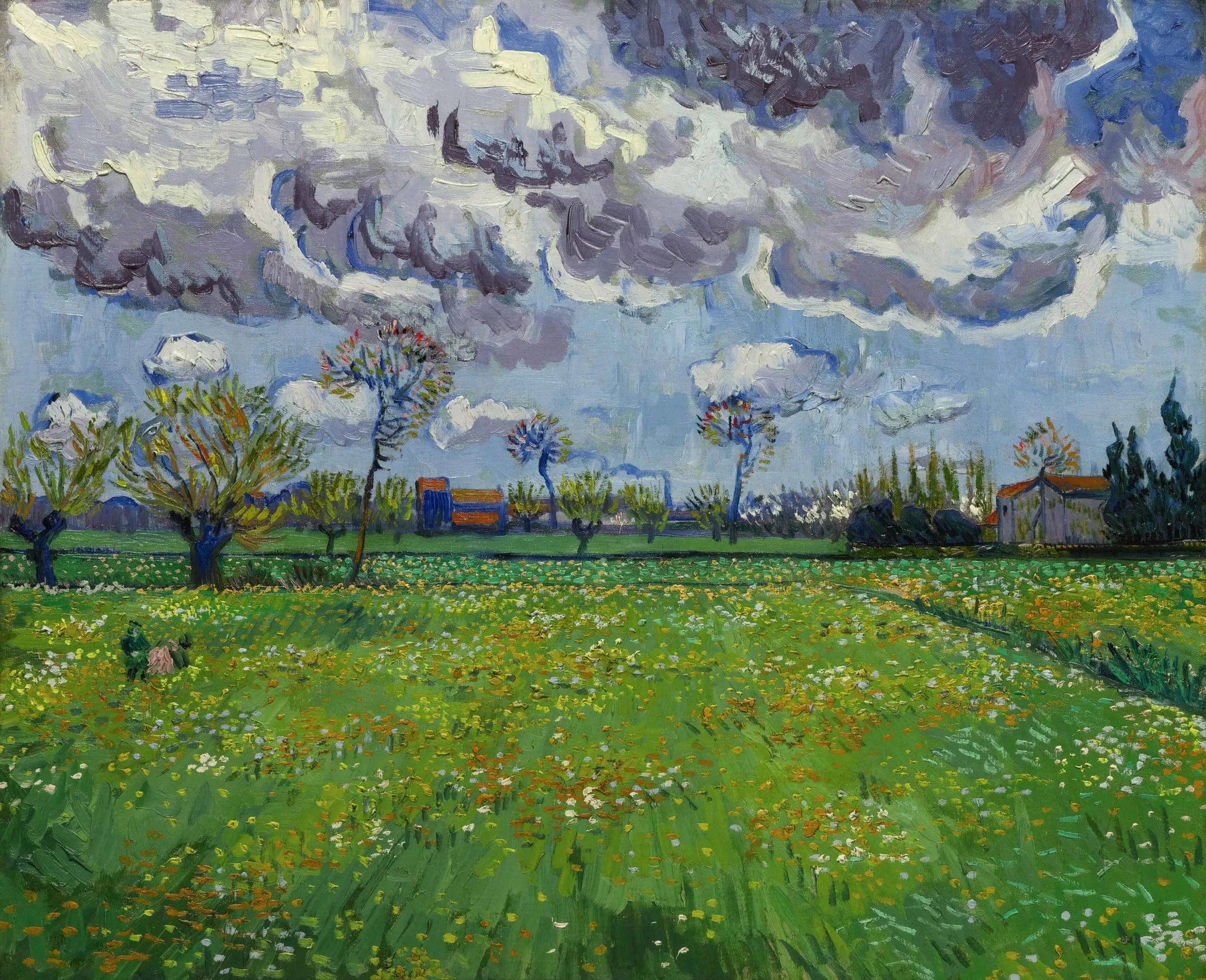 Paysage sous un ciel mouvementé - Vincent van Gogh image 1 copie de tableau peinte à la main