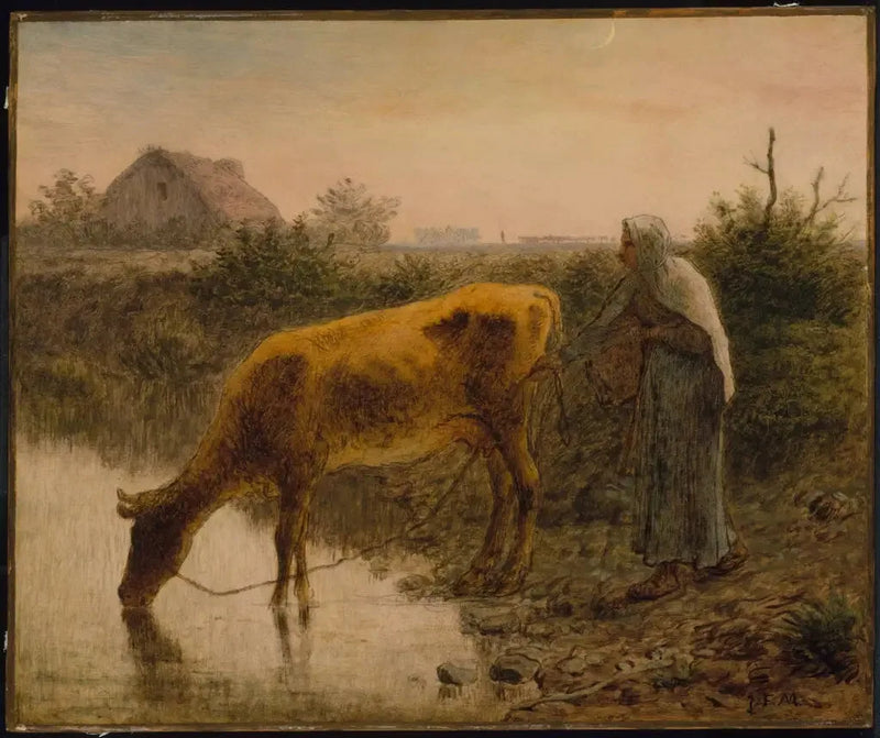 Camponesa dando água para sua vaca - Jean-François Millet