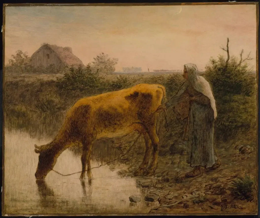 Camponesa dando água para sua vaca - Jean-François Millet