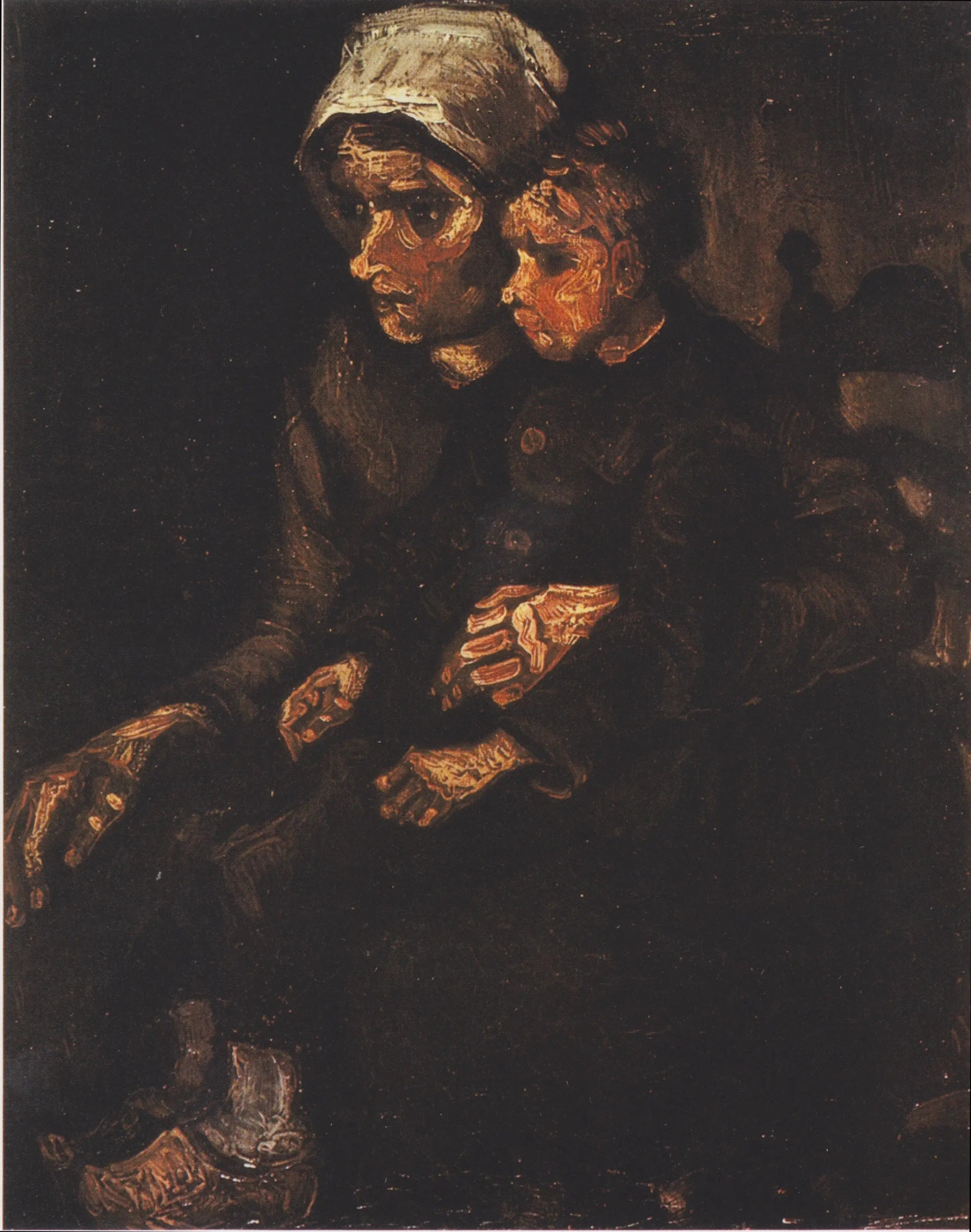 Reproduction du tableau « Paysanne avec un enfant sur ses genoux - Vincent van Gogh » par Alpha Reproduction en peinture à l’huile