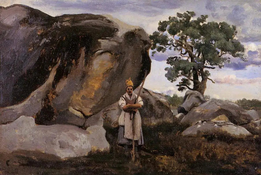 Camponesa na floresta de Fontainebleau - Jean-Baptiste Camille Corot