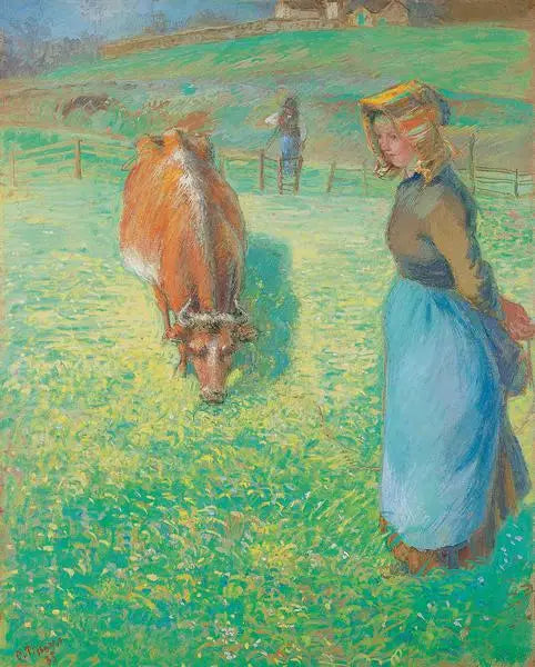 Camponesa cuidando de uma vaca, Osny - Camille Pissarro