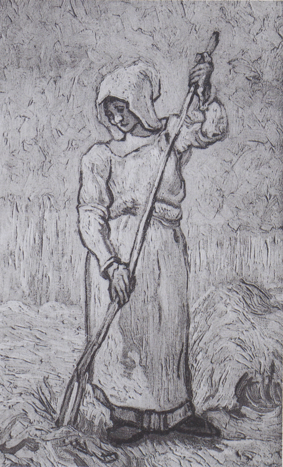 Camponesa com um ancinho (segundo Millet) - Vincent van Gogh