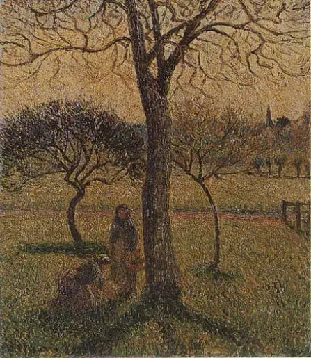 Camponesas perto de uma nogueira - Camille Pissarro