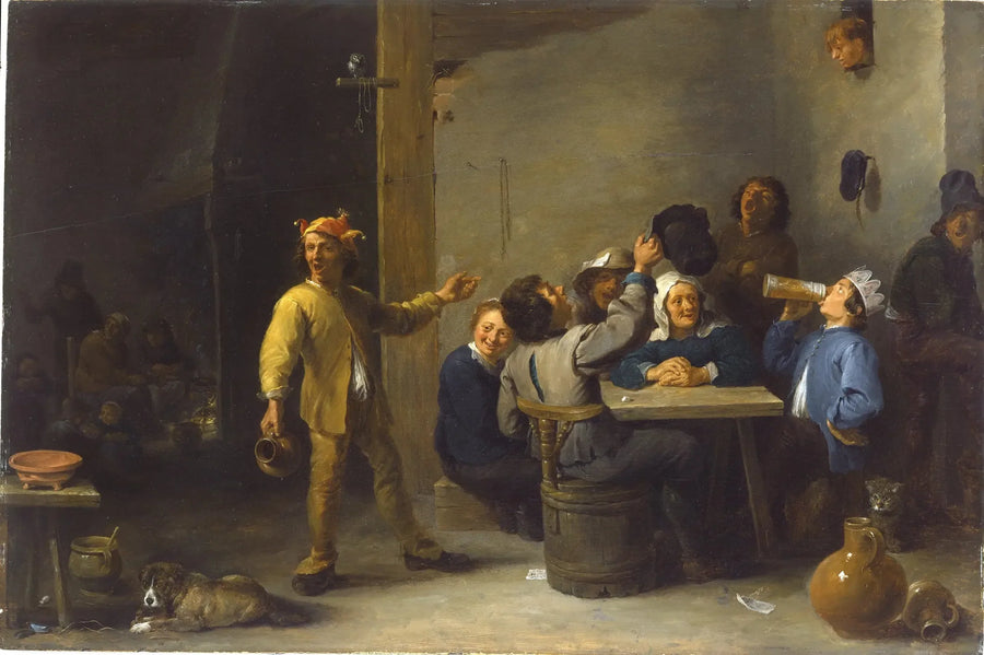 Agricultores celebrando a décima segunda noite - David Teniers, o Jovem