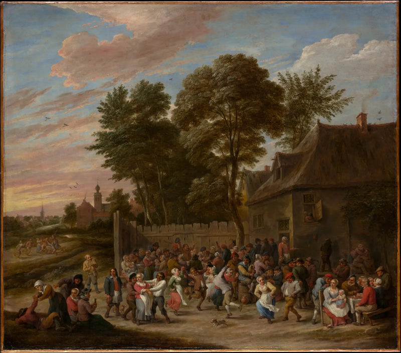Camponeses dançando e festejando - David Teniers, o Jovem