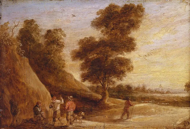 Agricultores discutindo em uma paisagem - David Teniers, o Jovem