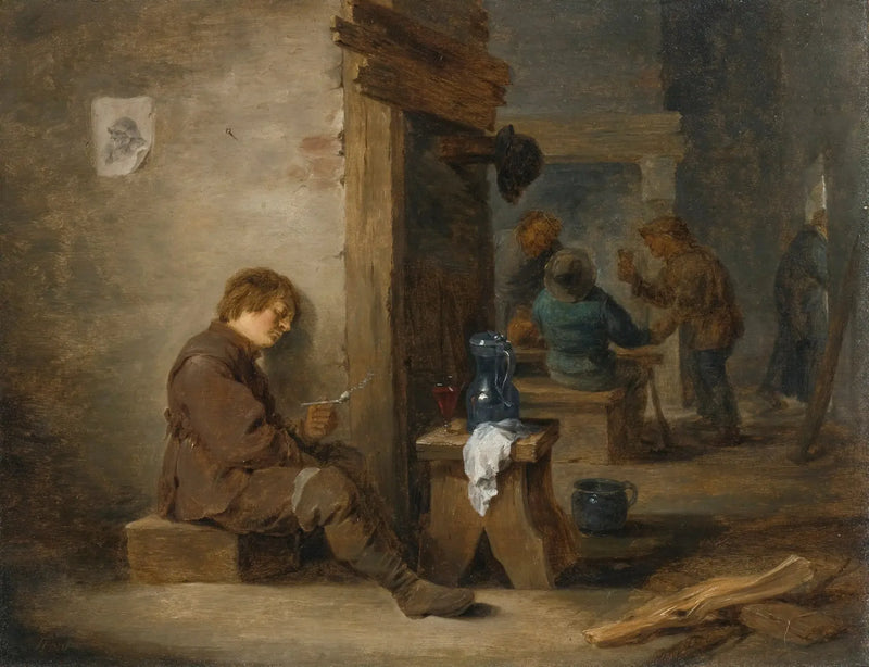 Camponeses fumando e bebendo - David Teniers, o Jovem